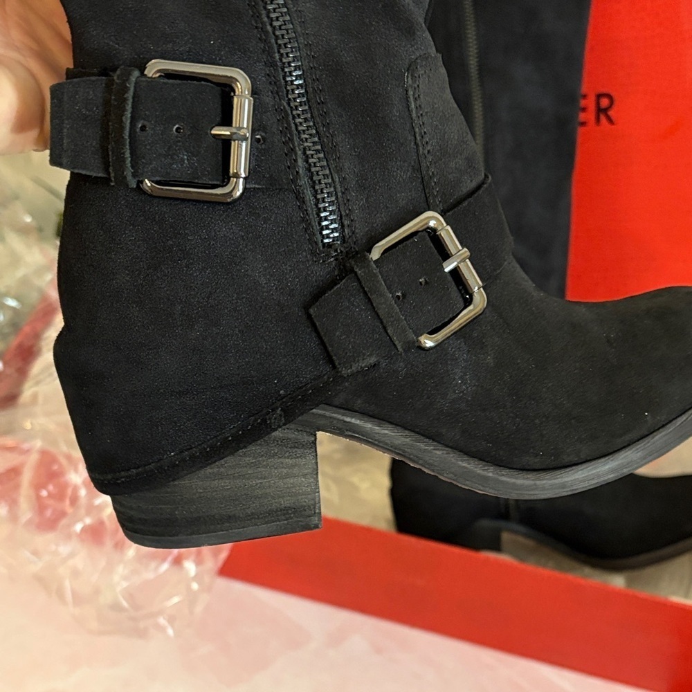 NWT NIB Donald J. Pliner Black Suede Equestrian Tall Boots - Picture 8 of 12